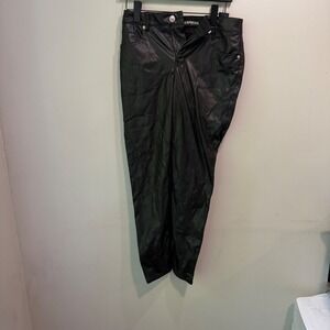 Express Womens High Rise Ankle Faux Leather Pants Black Size 2 Five Pocket Zip